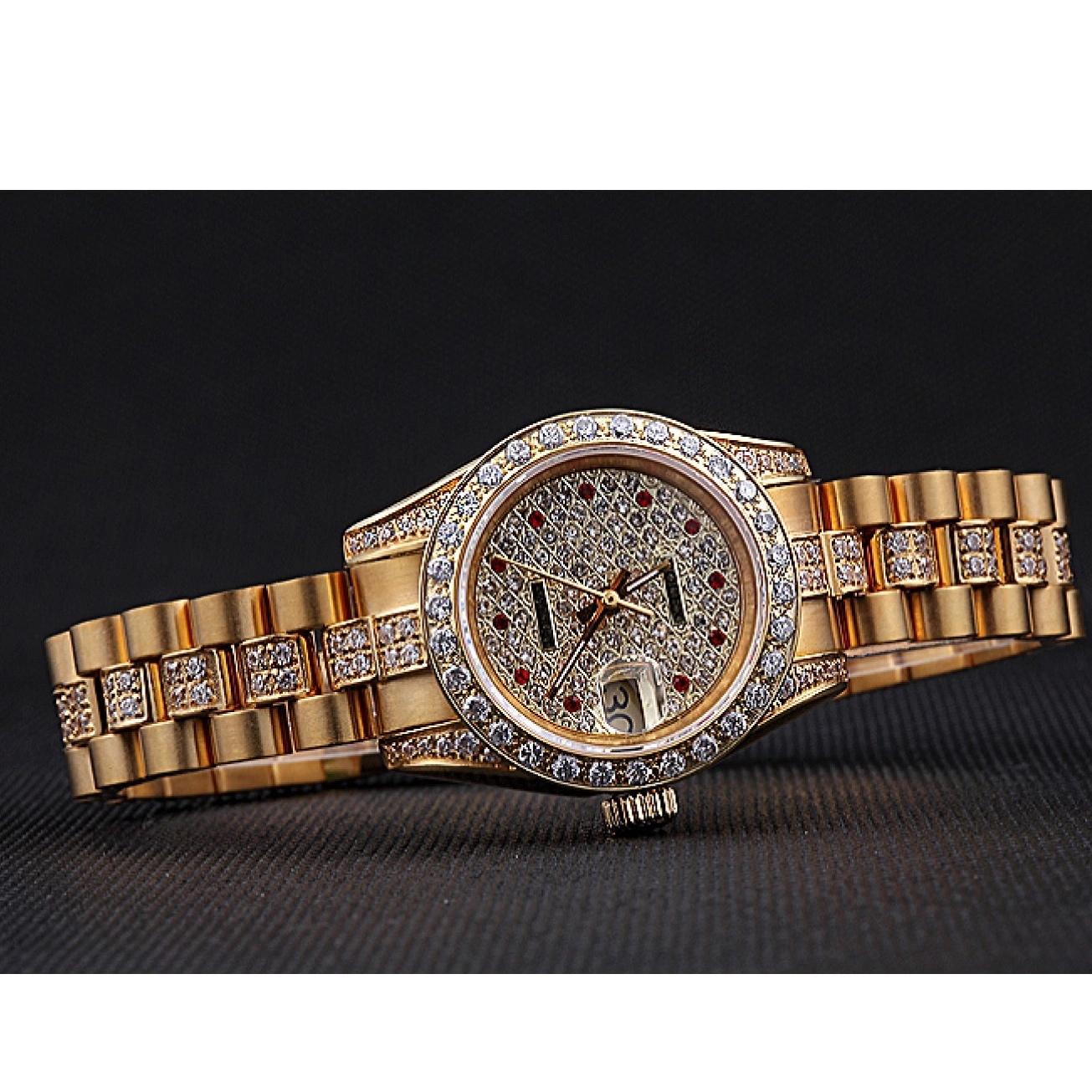 Best AAA Replica Sites Swiss 622023 Gold Diamond Dial DateJust Rolex 0604